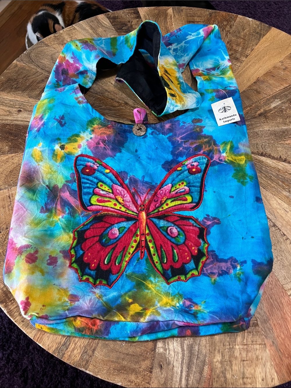 Kathmandu Imports Tie-Dye Butterfly Boho Sling Bag with Butterfly 🦋